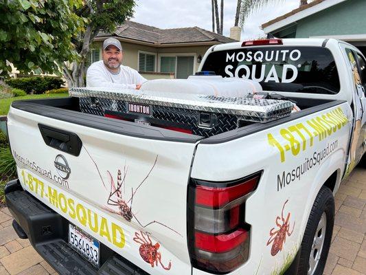 Truck is ready to fight mosquitos.