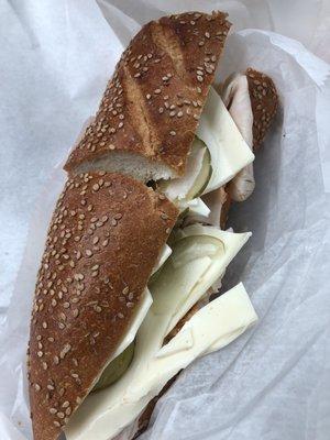 Turkey with American, mayo, and pickles