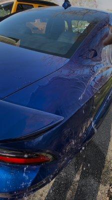 Ceramic Coating:  Water doesn't bead, it just runs off the finish