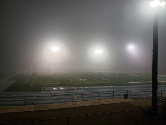 One of my favorite views. Ponderosa stadium with soccer players on the turf.