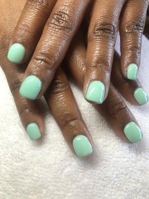 Color dip on natural nails.