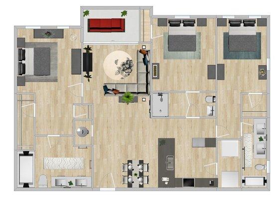 Our wisteria three bedroom three bathroom floor plan.