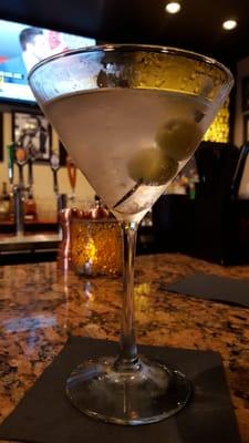 Kettle One Martini with blue cheese olives.