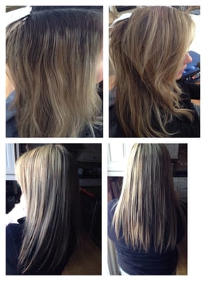 Before and After highlight & keratin complex smoothing