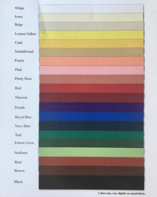 Variety of linen colors offered.