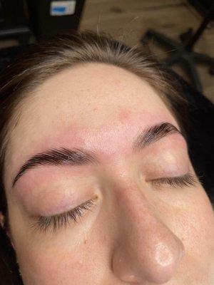 Brow lamination, tint & wax