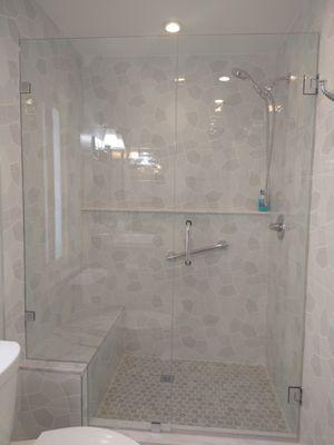 Frameless shower enclosure
3/8" clear tempered glass