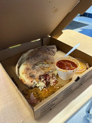 Bacon & pineapple calzone