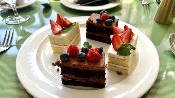 Tres leches cake and chocolate cake