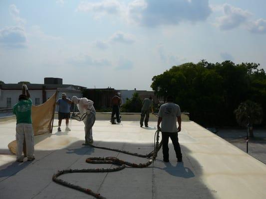 Doing a coating on a Bank Bldg