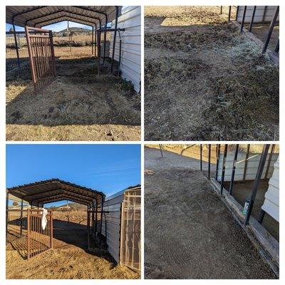 More before and after of the horse stall cleaning