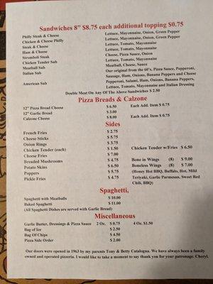 Menu side 2