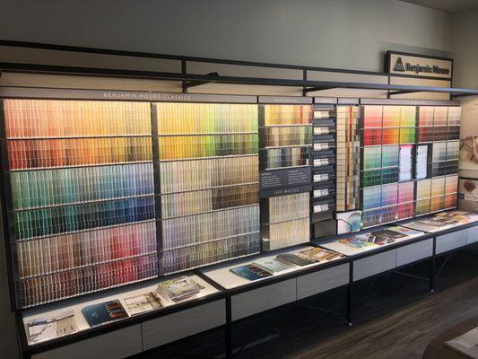 Benjamin Moore Color Selection area at NC Paints store in Durham, NC