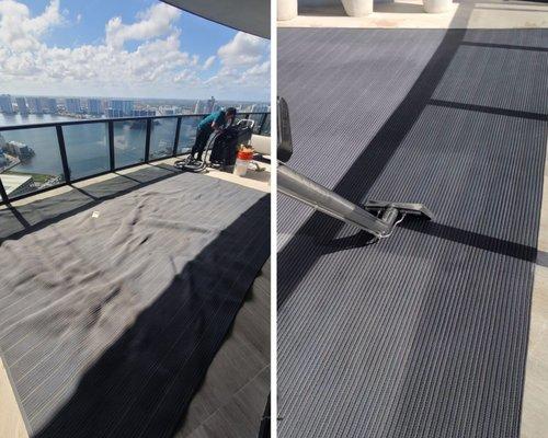 Carpet Cleaning job performed at the Porsche Tower in Sunny Isles, FL.