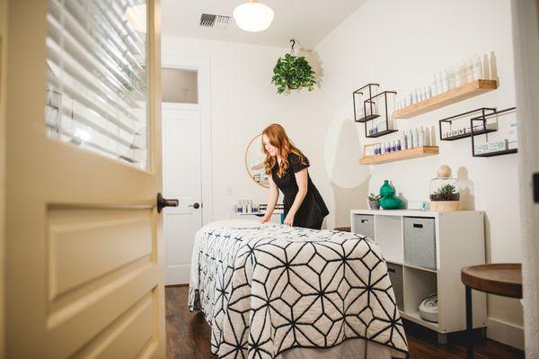 You'll love the heated treatment table. So cozy!