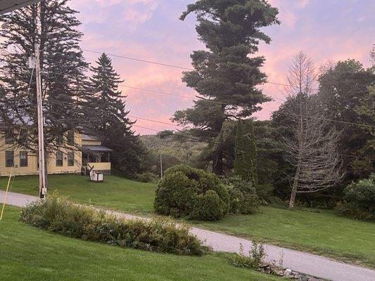 Scenic roadside surround gray sunset views