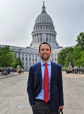 Attorney Thomas B. Burton in Madison Wisconsin outside the State Capitol