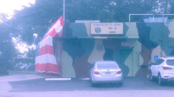 Pretty sure this is against U.S. Flag Code... But... Shouldn't they know at the American Legion?