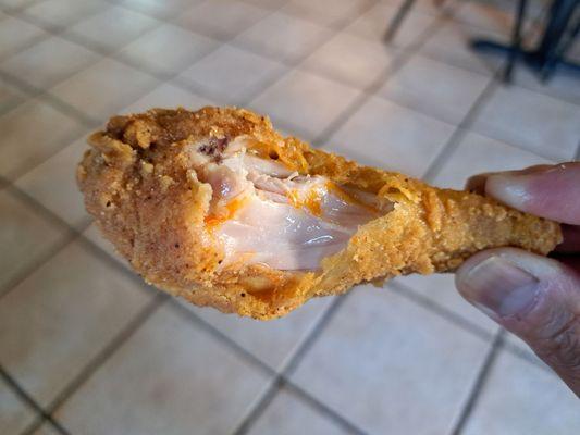 Inside fried chicken leg