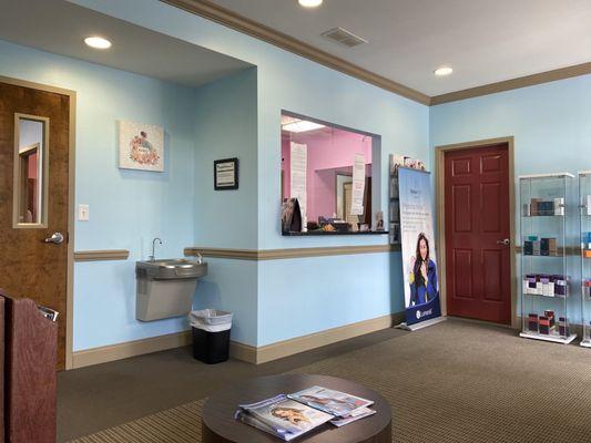 Reception desk in waiting room