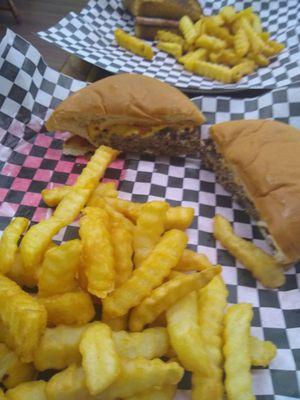 Cheeseburger and off the chain fries.