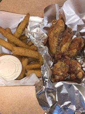 Lemon pepper wings 6PC or 10PC w/ zucchini fries