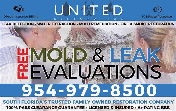 United Restoration - Free Mold & Leak Evaluations.