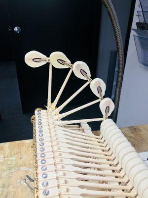 New Steinway hammers on a vintage 1920s Steinway