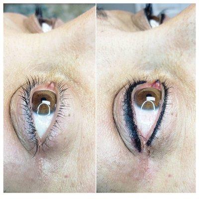 Before and after permanent eyeliner