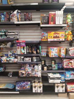 Entire wall of toys in their own section. Empty shelf is where the T.M.N.T items were.