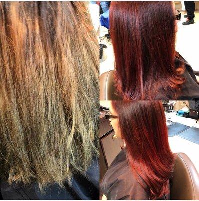 Cut, color, and dye.