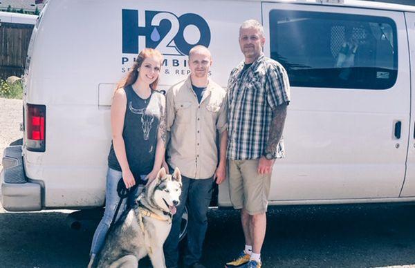 Skylee, Josh and Ron Veach with H2O Mascot Ruger