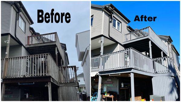 Before and after deck painting