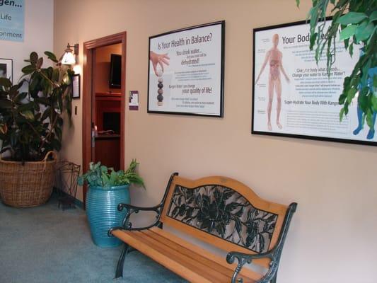 Foyer with educational posters and resources