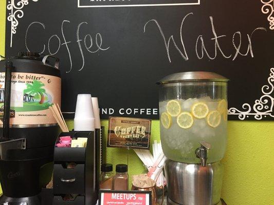 Grind, our in-house coffee shop, will keep you hydrated.  Coffee or water, it's your choice!