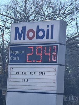 Today's gas prices at Mike's Food Store!