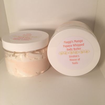 Maggie's Mango Papaya whipped body butter 
Whipped to perfection moisturizing for your skin 
A sweet fragrance