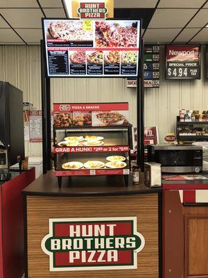 Now you can get food, gas and drinks at one place. Please come and visit our new edition Hunt Brothers Pizza!!