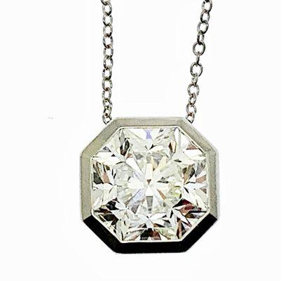 Tiffany platinum drop pendant with 3.63 carat Lucida cut diamond H color VS2 clarity