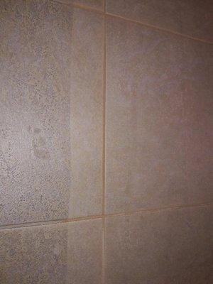 Wow. - Very Dirty tile and grout half clean and half dirty .