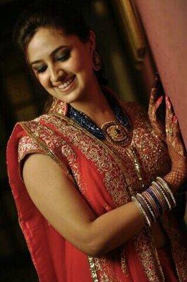 This is a bridal look for the Sangeet function