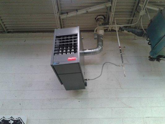 NEW INSTALLATION FOR WAREHOUSE HEATER