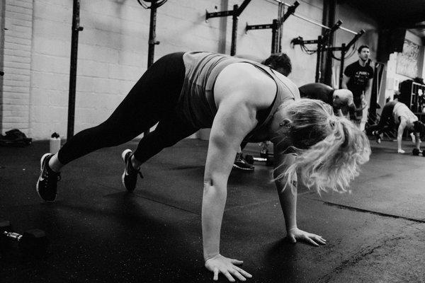 Athlete mid burpee