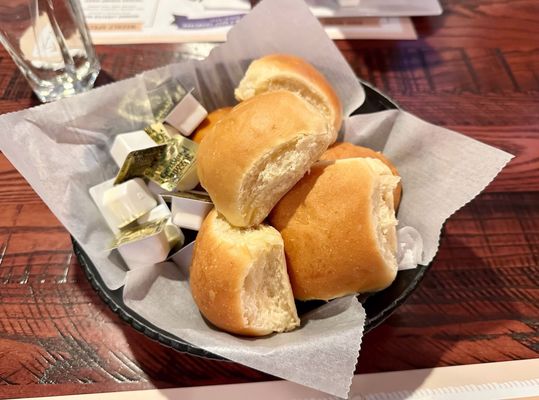 Complimentary bread rolls and butter