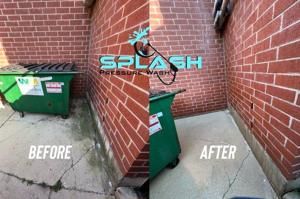 Cleaning a dumpster pad, removing mold and mildew