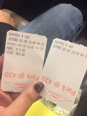 Right was out ticket the left was our "receipt"