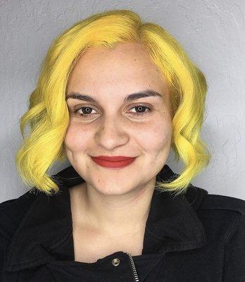 Yellow Short Bob Haircut