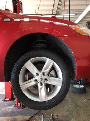 Getting new tires installed on new rims. They price match online prices! (DiscountTireDirect.com?)