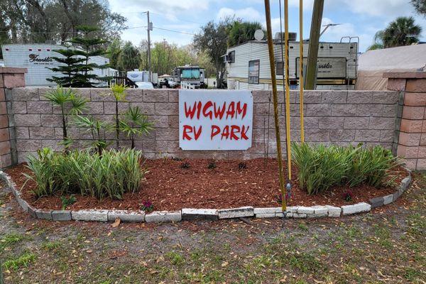 Front of park where we display the name of the park proudly.