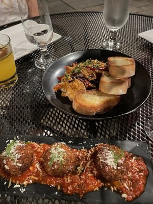 Meatballs and spicy shrimp